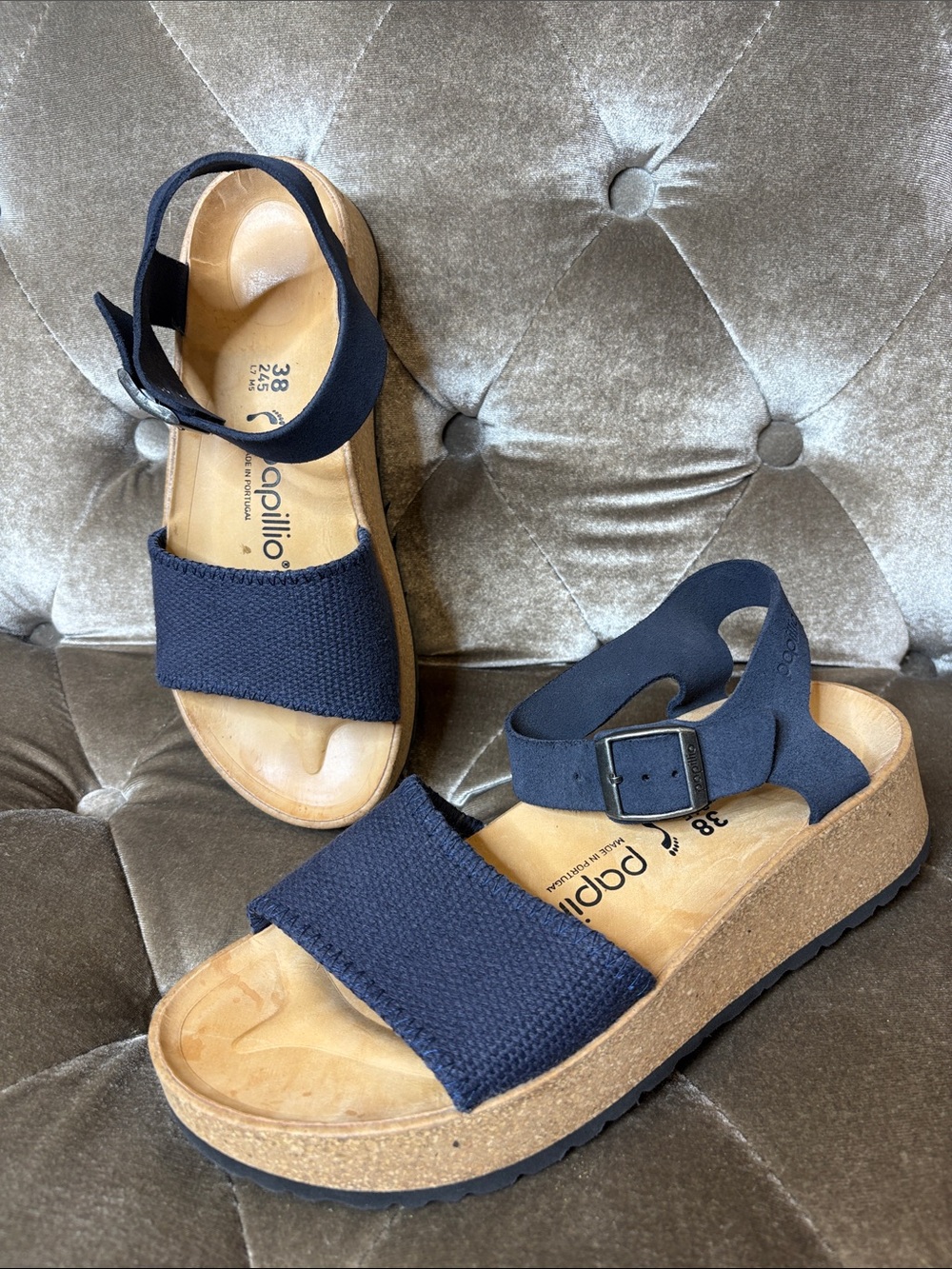 Birkenstock Papillio blue platform sandals NWOT